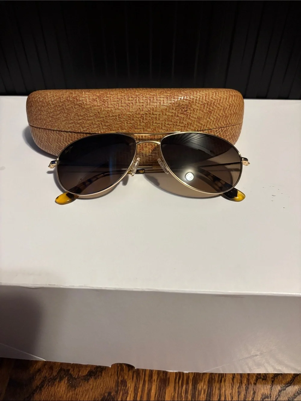 Maui Jim Gold Aviator Sunglasses with Brown Lenses (MJ 245-16)